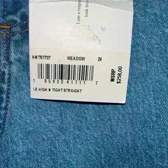 New With Tags! FRAME Blue Jeans Size 24 LE HIGH 'N' TIGHT STRAIGHT HIGH- RISE - Picture 2 of 15
